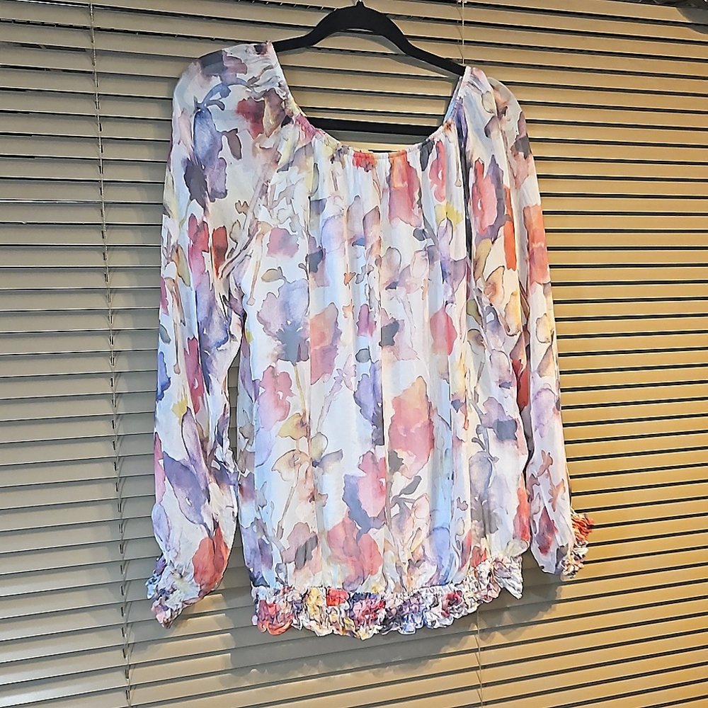 Breezy Silk blouse L / XL, lots of volume, elasticated waist looks great w jeans - Picture 12 of 12